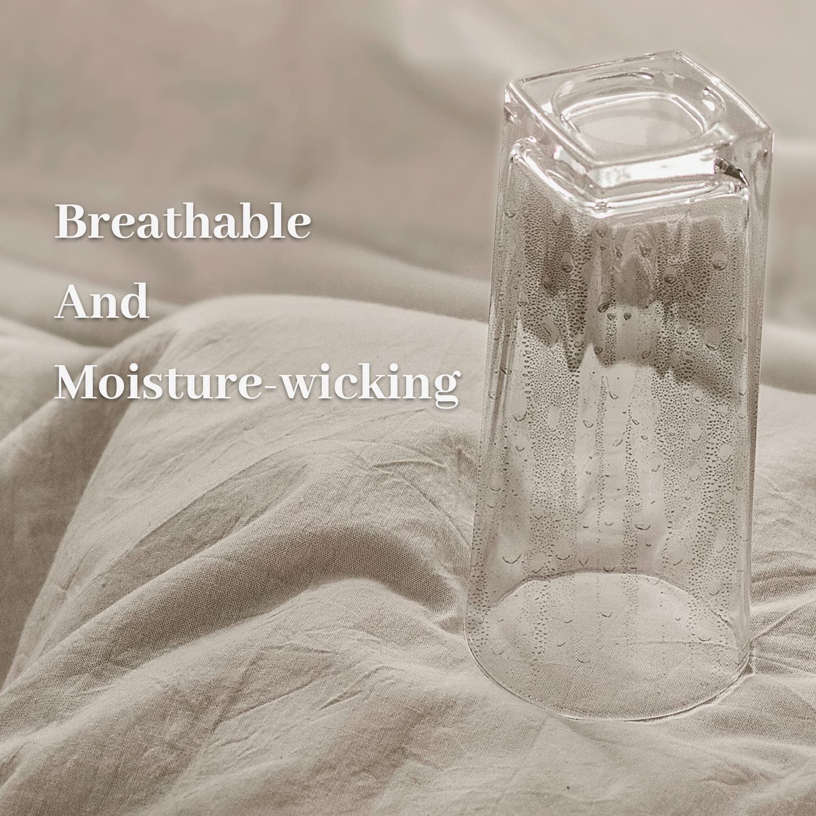 Nexhome Pro Duvet Cover Set Oversized Queen 92'X98' Linen Feel Textured Organic Natural 100% Washed Cotton Duvet Cover 3 Pieces Bedding Set With Zipper Closure, Breathable, Soft (No Comforter)