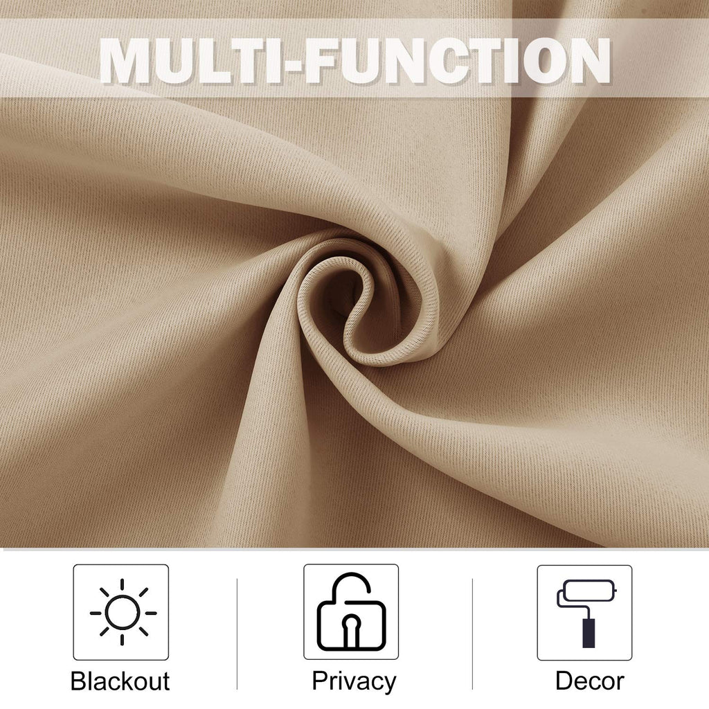 Nicetown Farmhouse Blackout Kitchen Tiers Curtains 24 Inch Length For Cabinet Sink Window Grommet Small Short Window Covering For Travel Rv Basement Bathroom, 29' Wide, 1 Pair, Biscotti Beige