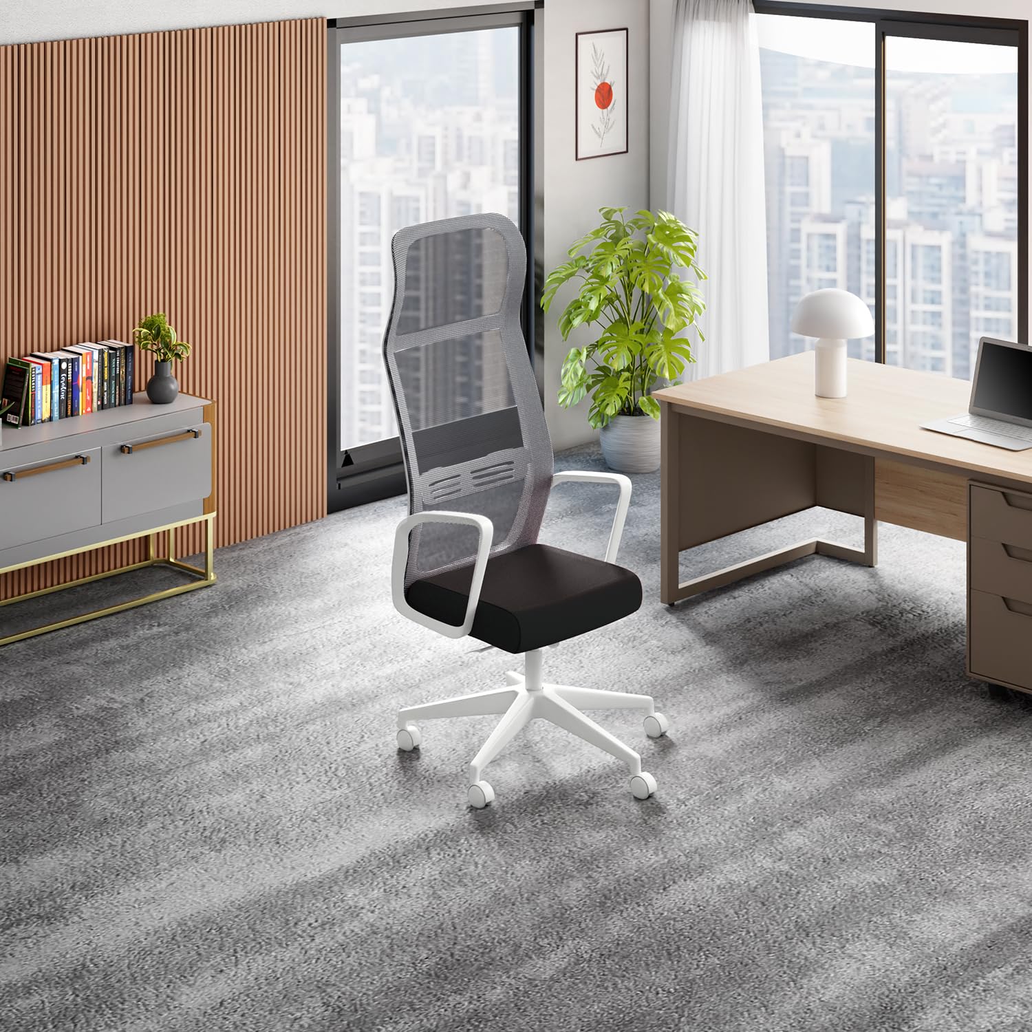 Godrej Interio Vurv Chair Mesh High Back Ergonomic Work From Home/Revolving Study Chair, 1 Year Warranty, Height Adjustable | He