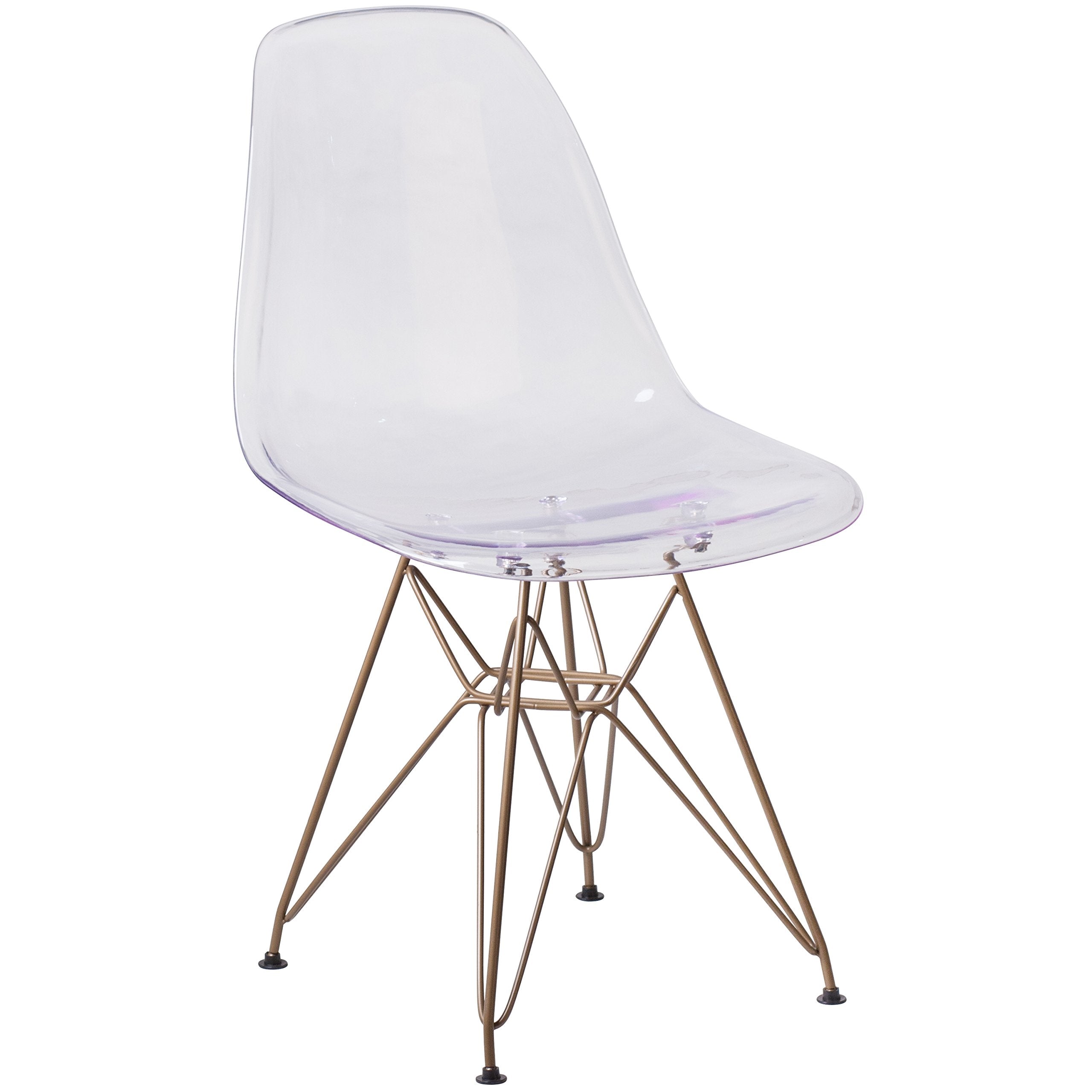Flash Furniture Elon Series Ghost Chair With Gold Metal Base