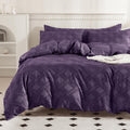 Jellymoni Duvet Cover King Size - Purple Microfiber Tufted Duvet Cover Set, Boho Textured Duvet Cover Jacquard Rhombus Geometric