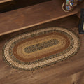 VHC Brands Kettle Grove Primitive Jute Black Striped Accent Rug Oval w/Floor Pad 20x30