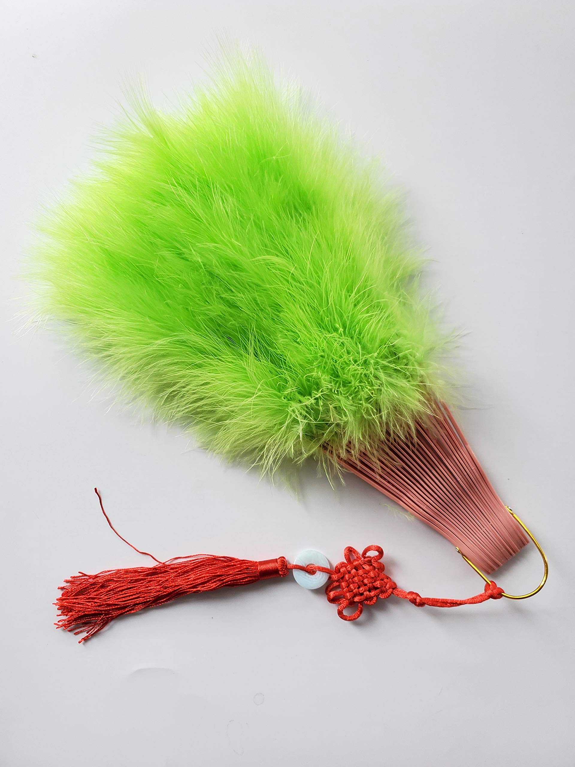 Happy Feather Handheld Marabou Feather Fan, 1920S Vintage Style Flapper Hand Fan For Costume Party And Dancing-Green