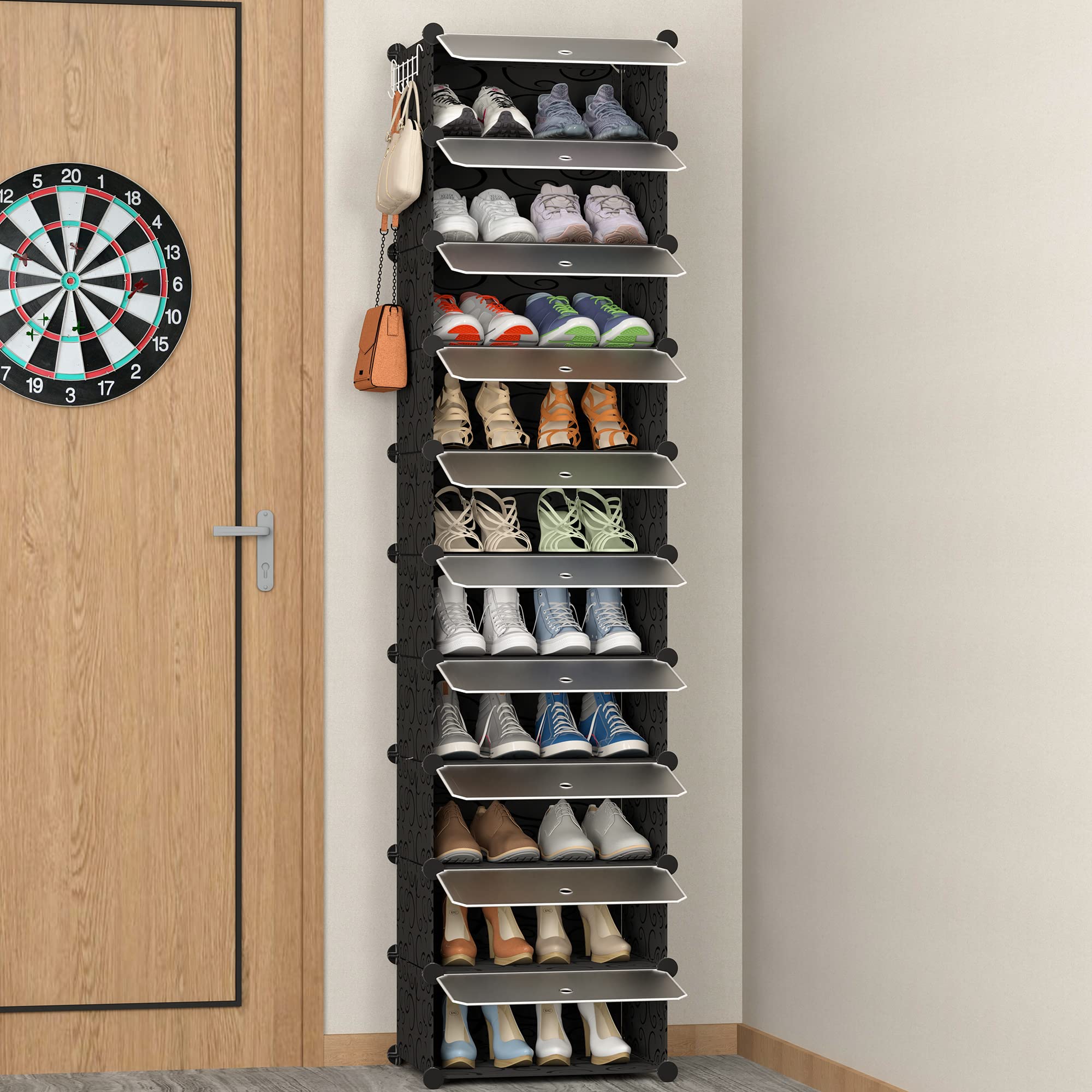 HOMIDEC Shoe Storage, 10-Tier Shoe Rack Organizer for Closet 20 Pair Narrow Shoes Shelf Cabinet for Entryway, Bedroom and Hallwa