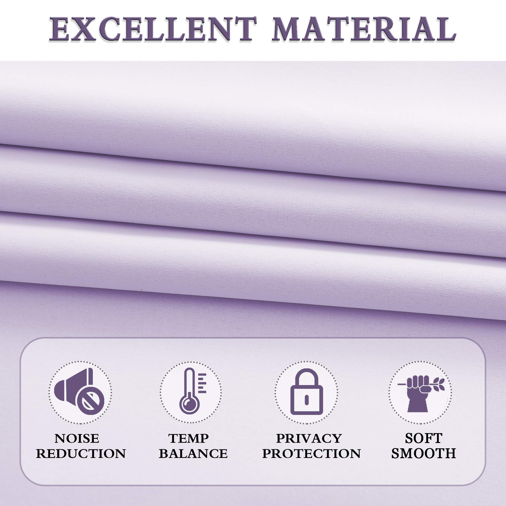 Donren Lavender Light Purple Valances For Bedroom - Room Darkening Small Window Rod Pocket Curtain Valances(52 By 16 Inch,2 Pane