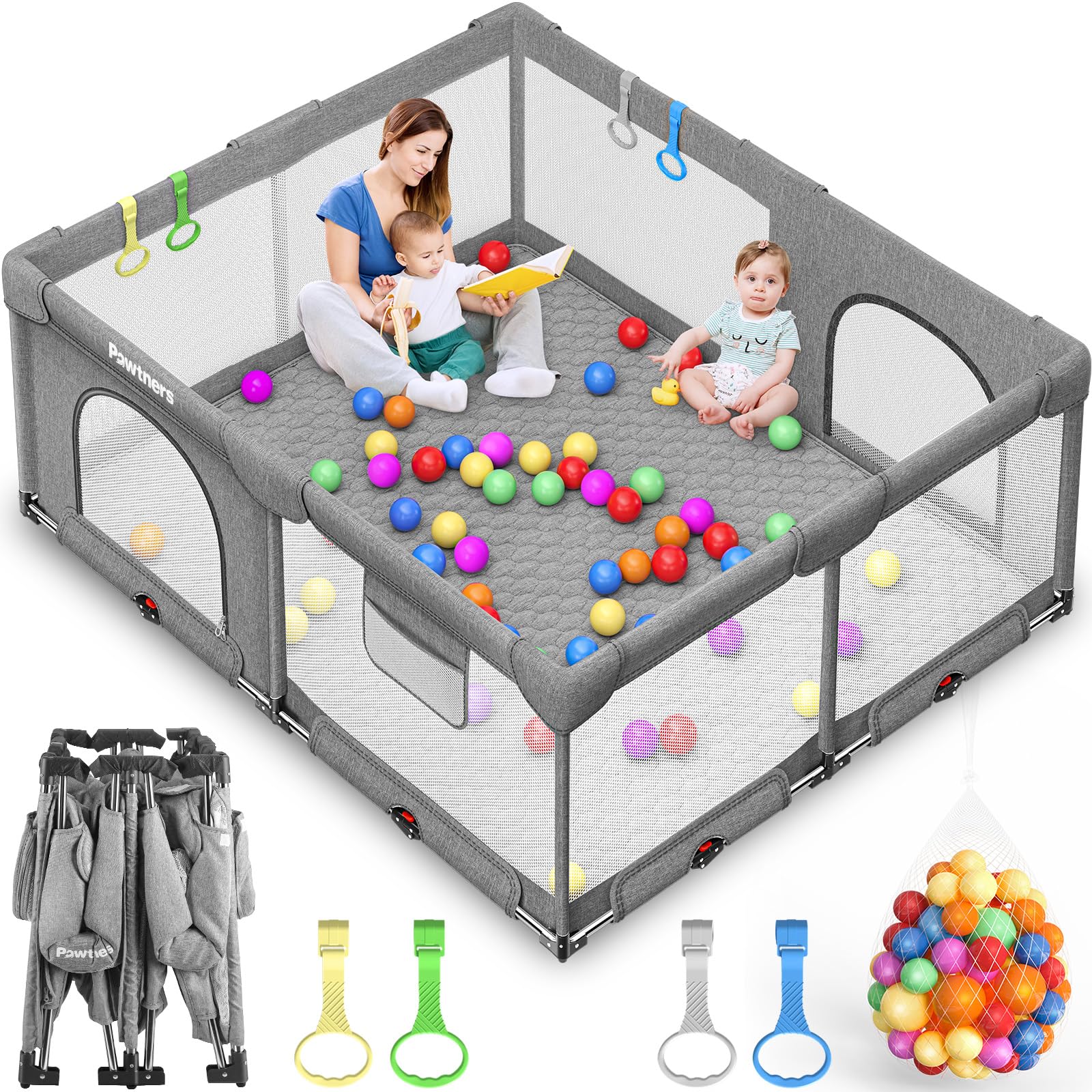 Foldable Playpen for Babies and Toddlers: 71L x 59W x 27H, Large Kids Playpen with Mat, Portable Baby Play Yard for Indoor and O