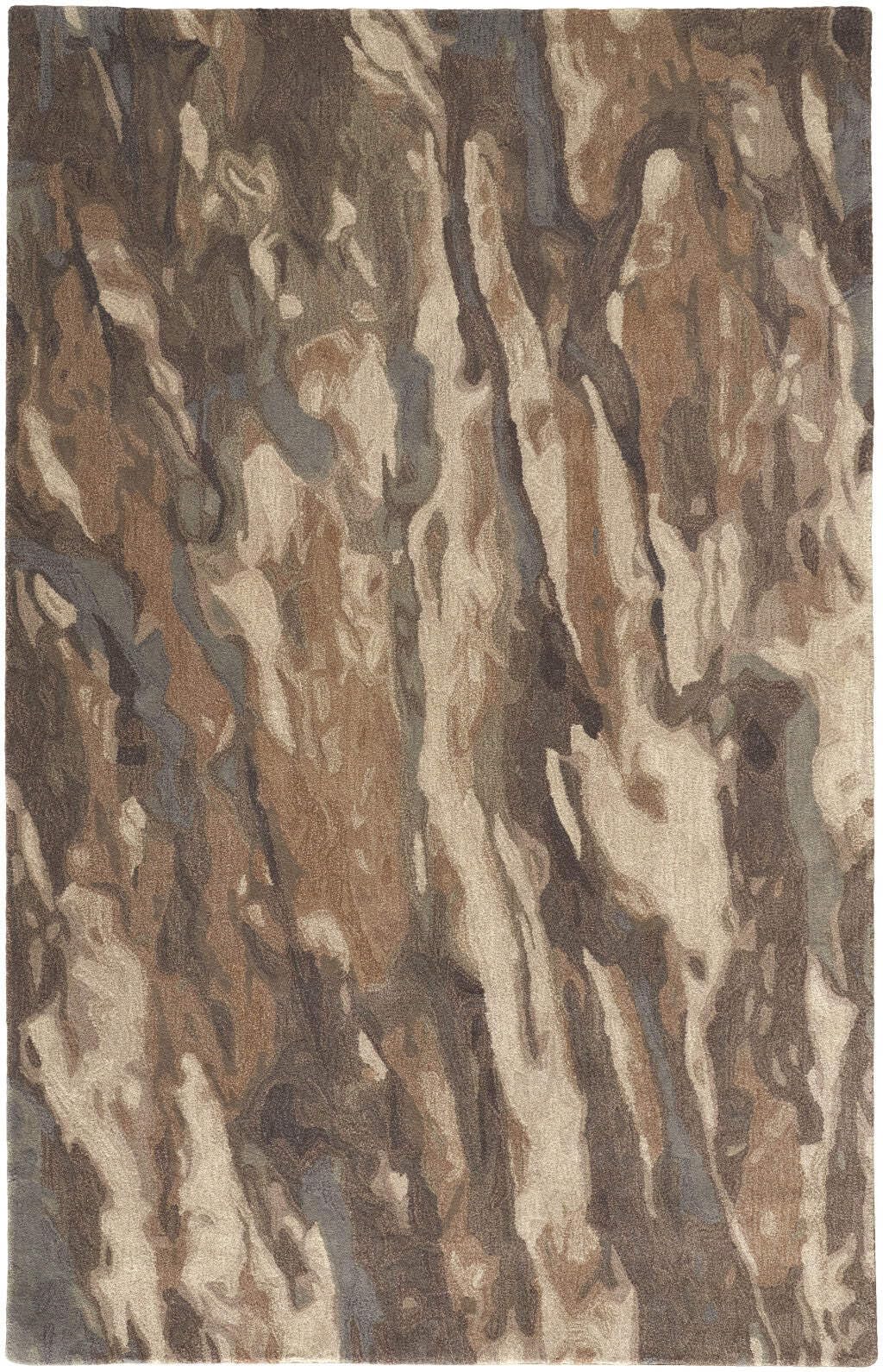 HomeRoots 512731 5 x 8 ft. Brown Gray & Tan Wool Abstract Hand Tufted Handmade Stain Resistant Rectangle Area Rug