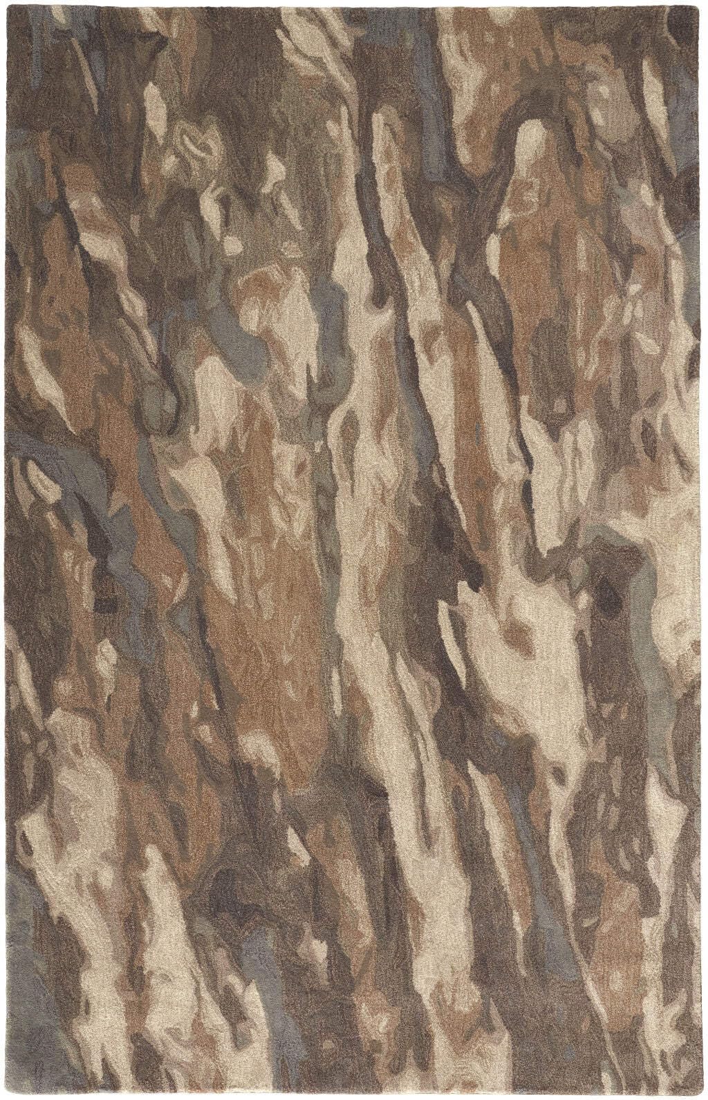 HomeRoots 512732 8 x 10 ft. Brown Gray & Tan Wool Abstract Hand Tufted Handmade Stain Resistant Rectangle Area Rug