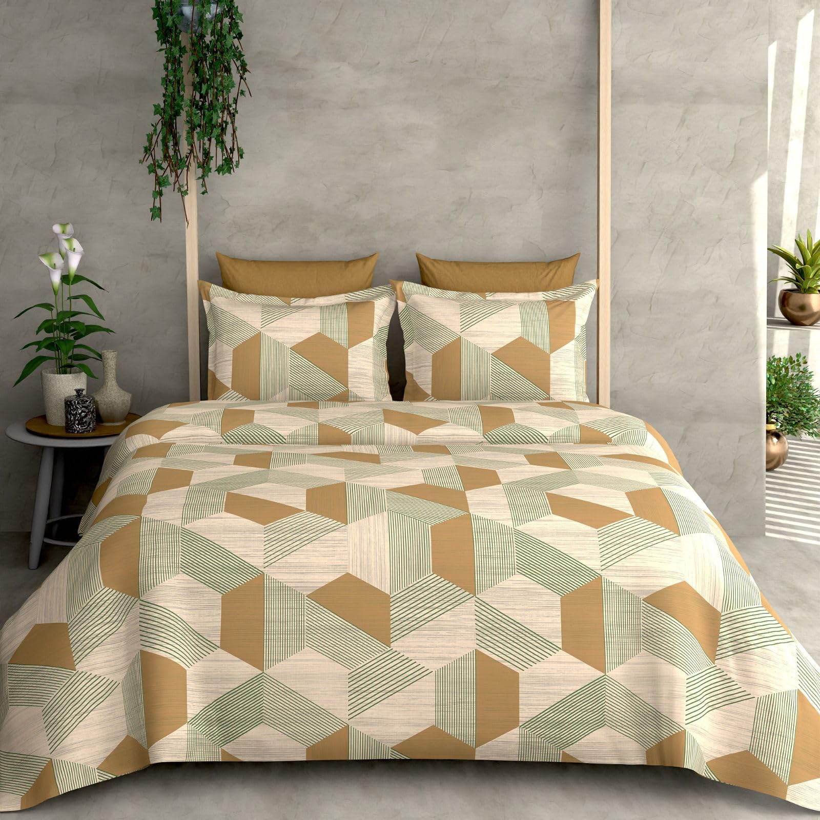 Linemates Reversible Ac Comforter Set King Size Double Bed With Bedsheet And 2 Pillow Covers Size 90X100 Inch,(Pack Of 4 Pcs) M