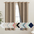 NICETOWN Burlap Vintage Open Linen Weave Flax Thermal Curtains, 100% Blackout Curtains 54 Long for Dining Room, Soundproof Windo
