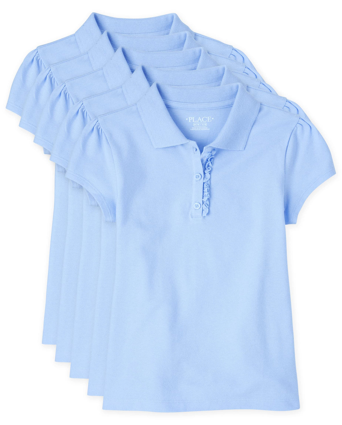 The Childrens Place Girls Short Sleeve Ruffle Pique Polo,Daybreak 5 Pack,Xs (4)