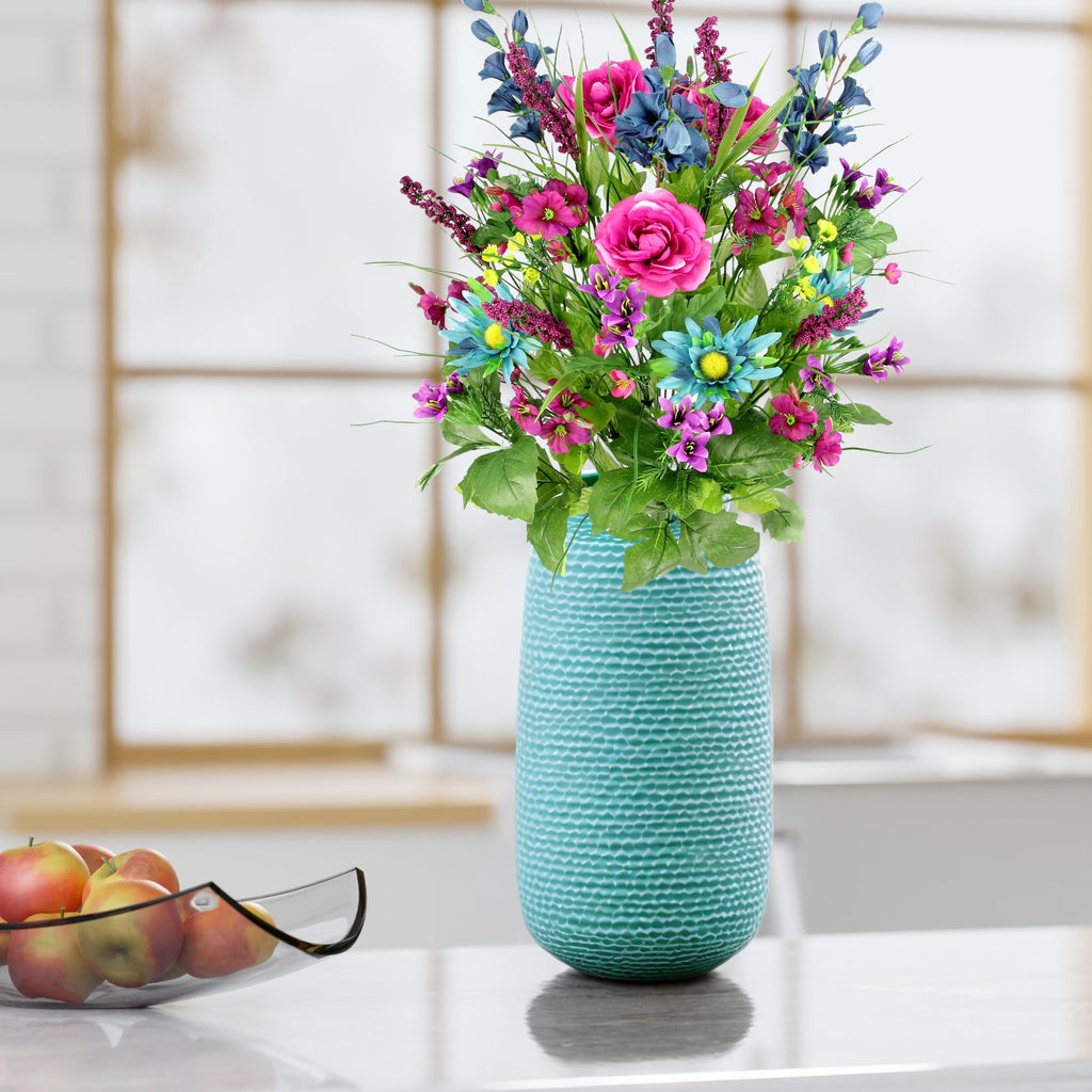 Admired By Nature 30 Stem Artificial Flowers Morning Glory & Ranunculus Bush Spring Faux Flower Arrangement For Indoor Wedding H