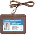 Teskyer Badge Holder With Lanyard, Leather Id Name Badge Card Holder With Lanyard For Id Badges, Horizontal, Lychee Pattern Coff