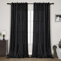 Navy Blue Linen Curtains 96 Inches Long For Bedroom Back Tab Light Filtering Privacy Sheer Blue Curtains Boho Farmhouse Nautical
