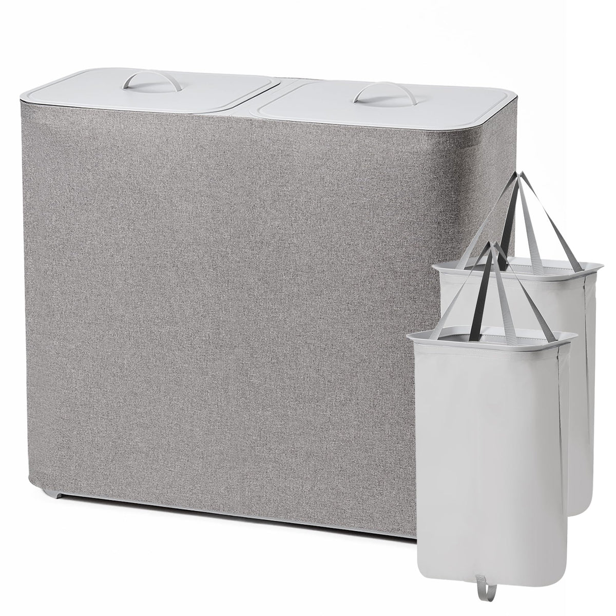 UMAIL 150L Double Laundry Hamper with Lid & Removable Bags