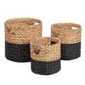 happimess Avery 3Piece Cylinder Nesting Baskets 13, Black/Natural