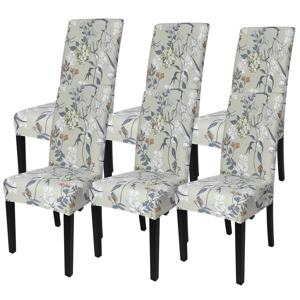 Searchi Printed Dining Room Chair Covers Set Of 6, Stretch Kitchen Chair Covers Washable Parsons Chair Slipcover Removable Dining Chair Protectors For Hotel,Ceremony(Floral Pattern4)