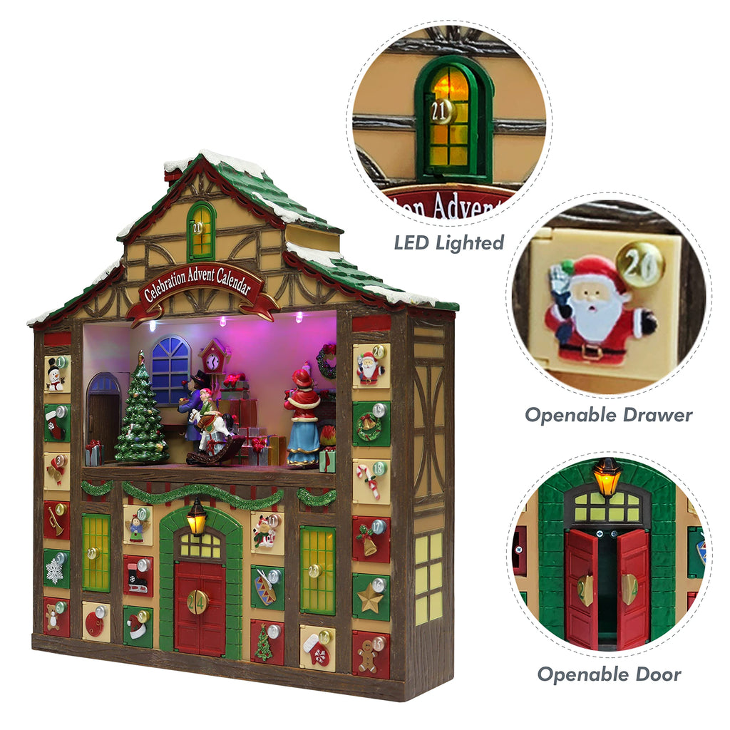 Moments in Time Christmas Decor Animated Advent Calendar House NM-X20272AA Plastic 16.2"H x 15.4"W x 3.7"D