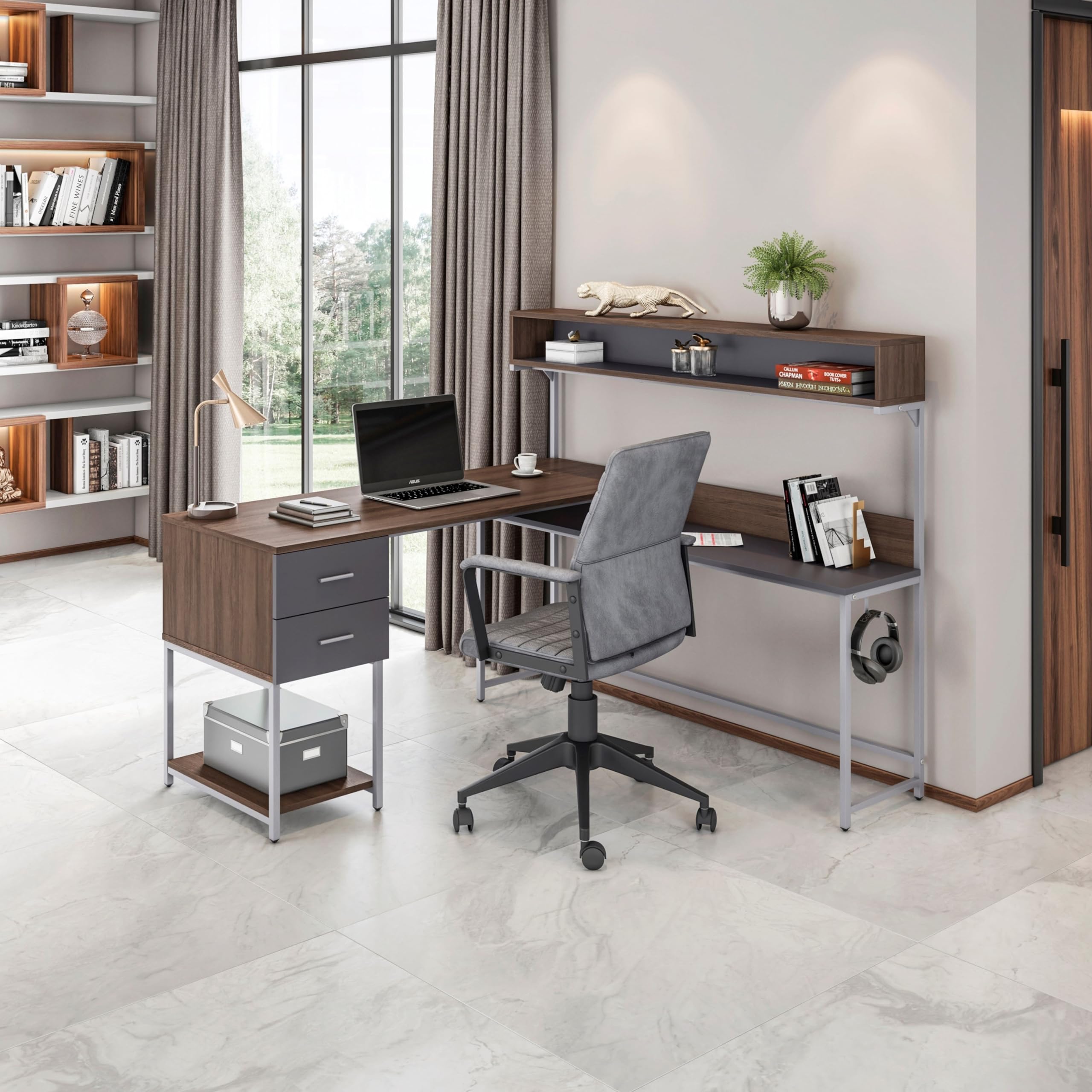 Techni Mobili L Shaped Desk With Hutch And Storage