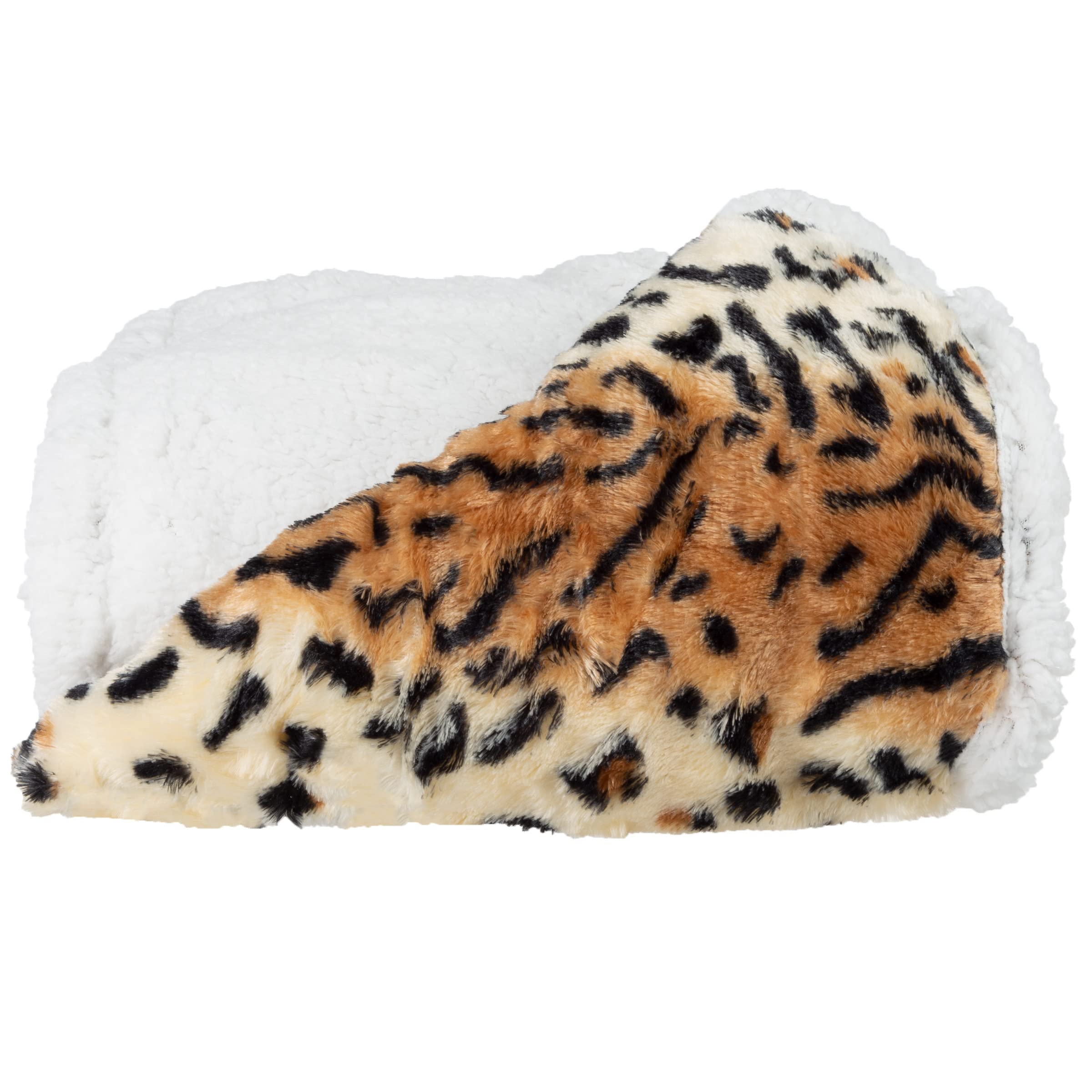 Lavish Home Tiger Fleece Sherpa Throw Blanket-Ultra Soft Plush Bed, Sofa or Couch 50 x 60 Set of 1