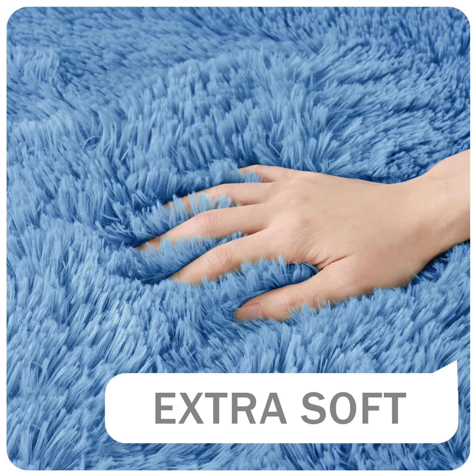 Amearea Premium Soft Area Rug 4X5.3 Feet, Blue Rugs For Living Room, Fluffy Carpet For Bedroom Nursery Playroom Teen Home Decor,