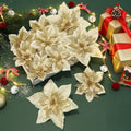 Alupssuc 24 Pcs 6&9 Large Size Poinsettia Artificial Christmas Flowers Decorations for Christmas Tree, Boxed Christmas Ornaments