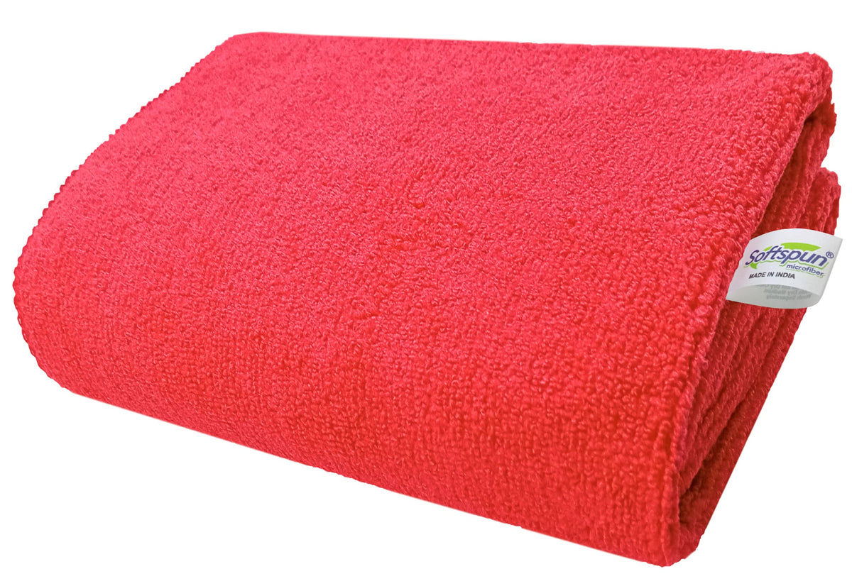 SOFTSPUN Microfiber Bath & Hair, Care Towel Set of 1 Piece, 70x140cms Red! Super Soft & Comfortable, Quick Drying, Ultra Absorbe