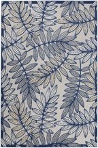 HomeRoots 4' X 6' Ivory and Blue Floral Indoor Outdoor Area Rug