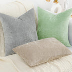 Decoruhome Couch Throw Pillow Covers 20X20 Set Of 2, Decorative Soft Chenille Solid Dyed Pillow Covers For Sofa Bed Living Room, Bleached Sand