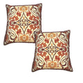 TUP The Urban Port 18 x 18 Square Cotton Accent Throw Pillows, Scrolled Floral Pattern, Set of 2, Multicolor, 2 Count