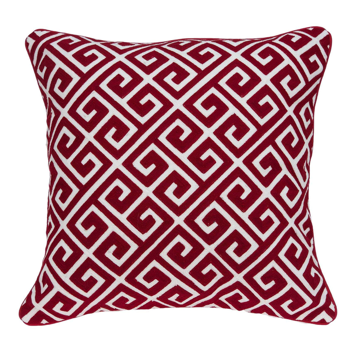 20' X 7' X 20' Transitional Red and White Cotton Pillow Cover with Poly Insert