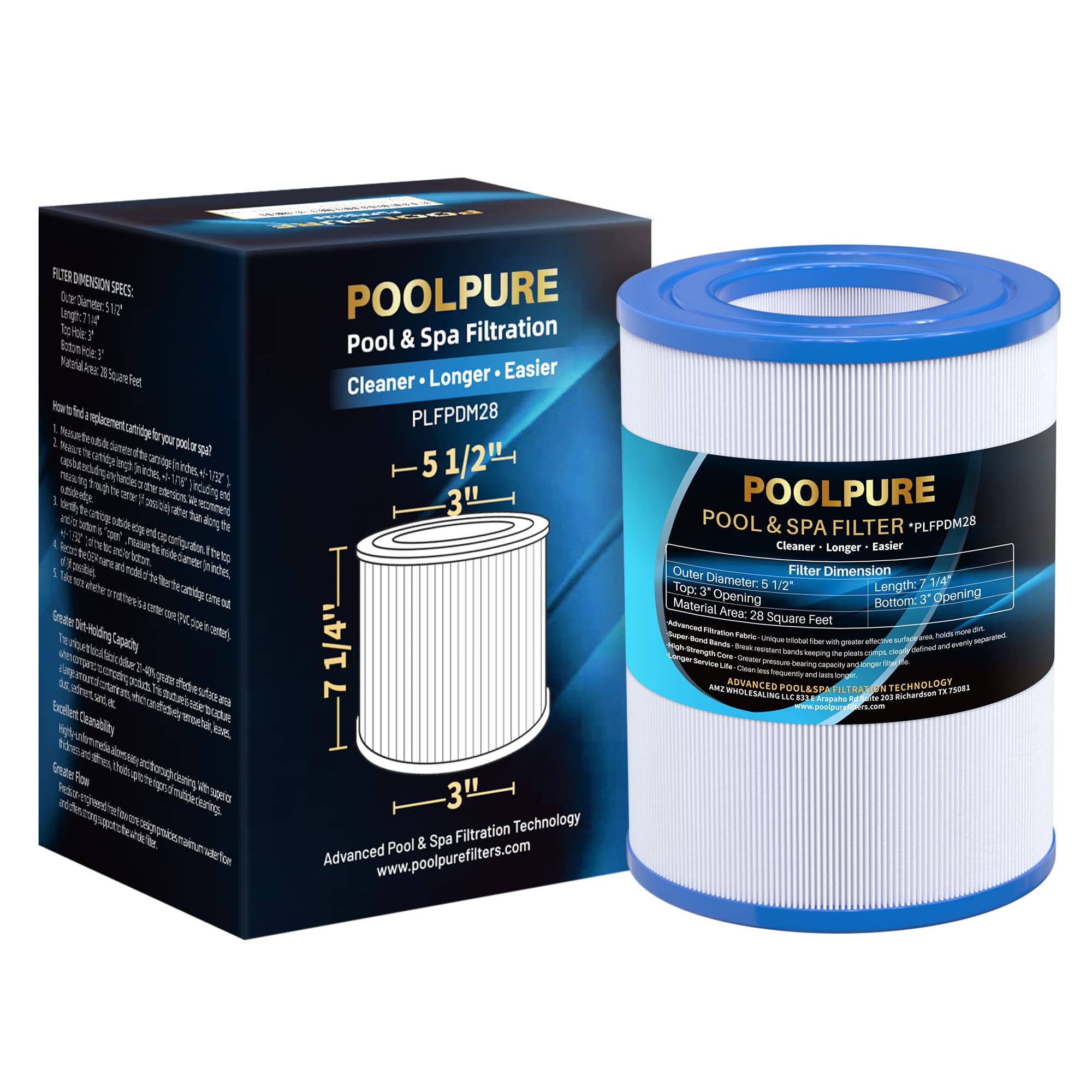 Poolpure Pdm28 Spa Filter Replaces Aquarest Dream Maker 461273 Hot Tub Filter, 1 Pack
