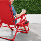 Best Choice Products Adjustable Zero Gravity Chair, Monochromatic Color Folding Patio Recliner W/Side Tray, Headrest - Chili