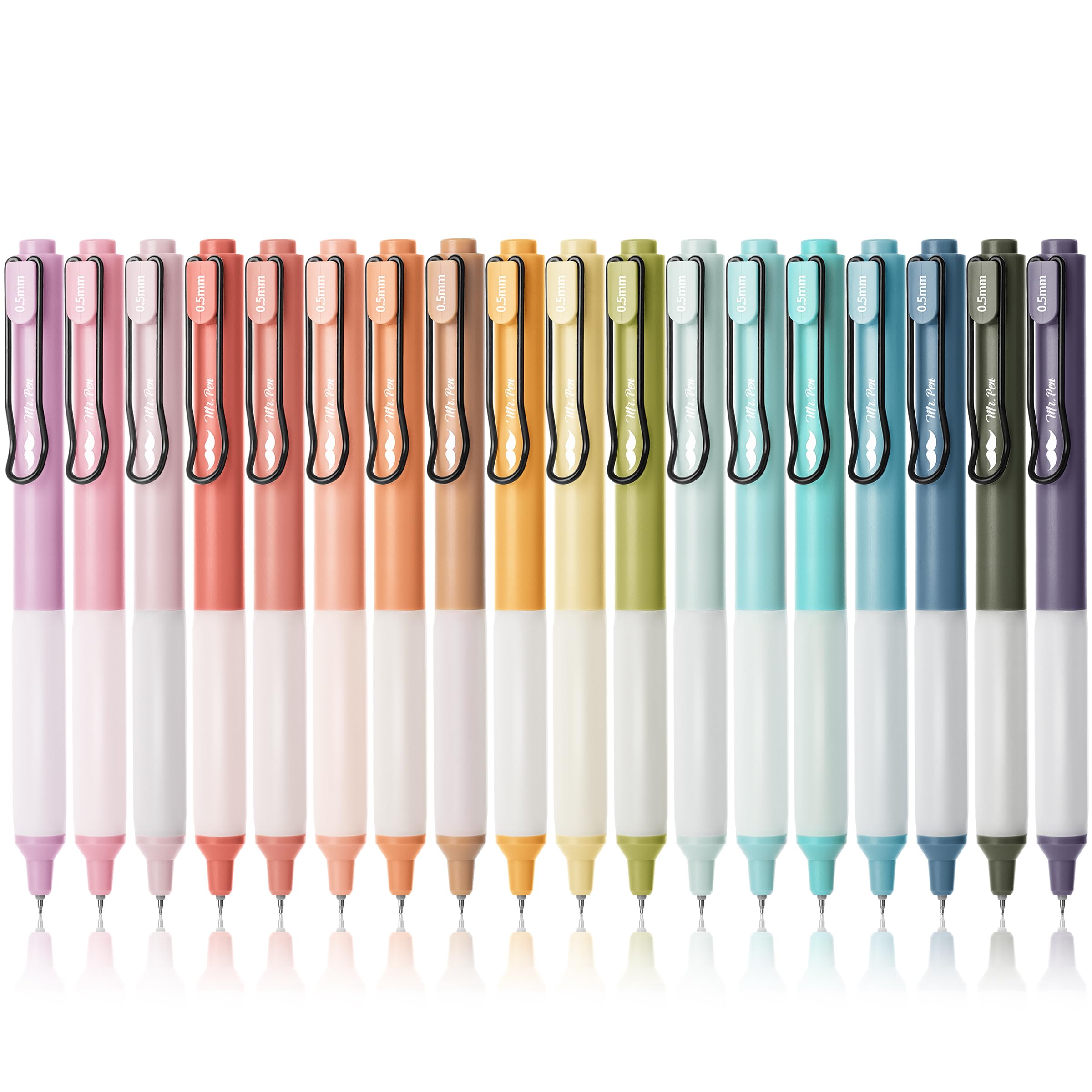 Mr. Pen- Retractable Gel Pens, 18 Pack, Black Ink Gel Pens, Vintage & Pastel Barrels, Fast Dry, Gel Pens Fine Point 0.5Mm, Retra