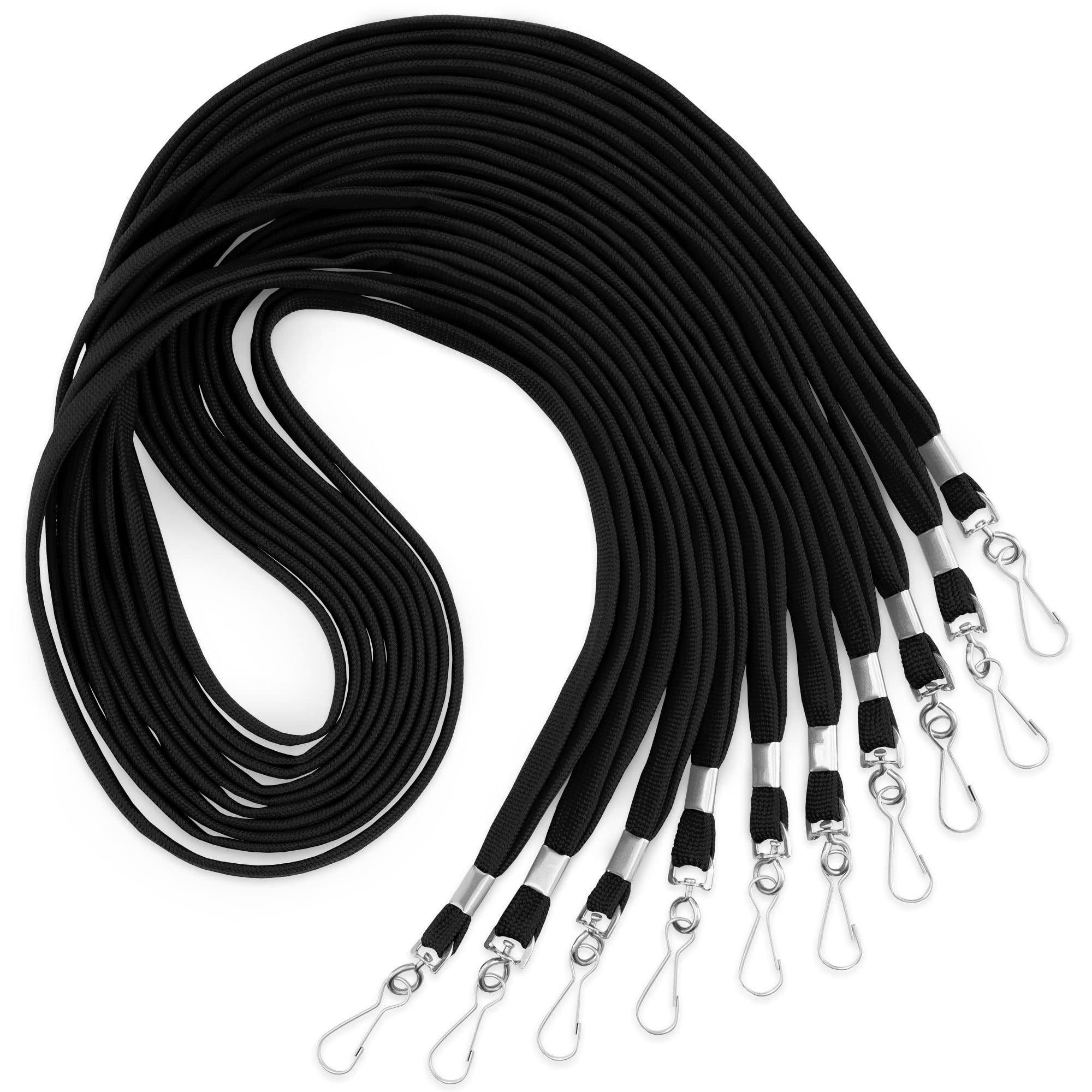 Mifflin-Usa Bulk Flat Lanyards For Id Badges (Black, 36 Inch, 100 Pack), Comfortable Neck Straps
