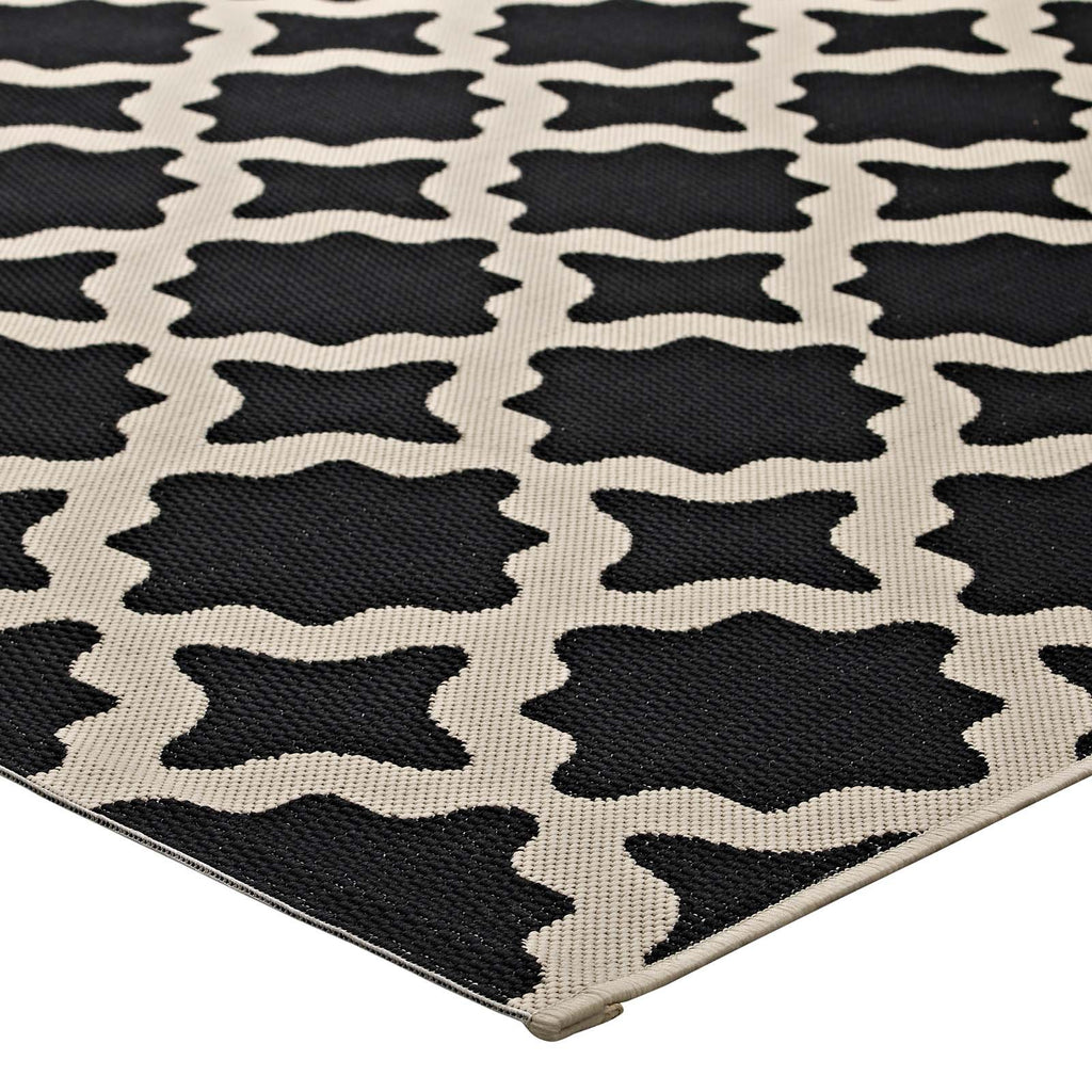 Modway Cerelia Moroccan Trellis 8X10 Indoor And Outdoor In Black And Beige