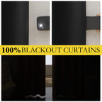 Nicetown Black Out Linen Curtains, Complete Blackout Shades For Large Window Door, 100% Blackout Window Curtain Panels With White Lined, 52 Inches Width Each Panel, 95 Inches Length, 2 Pieces