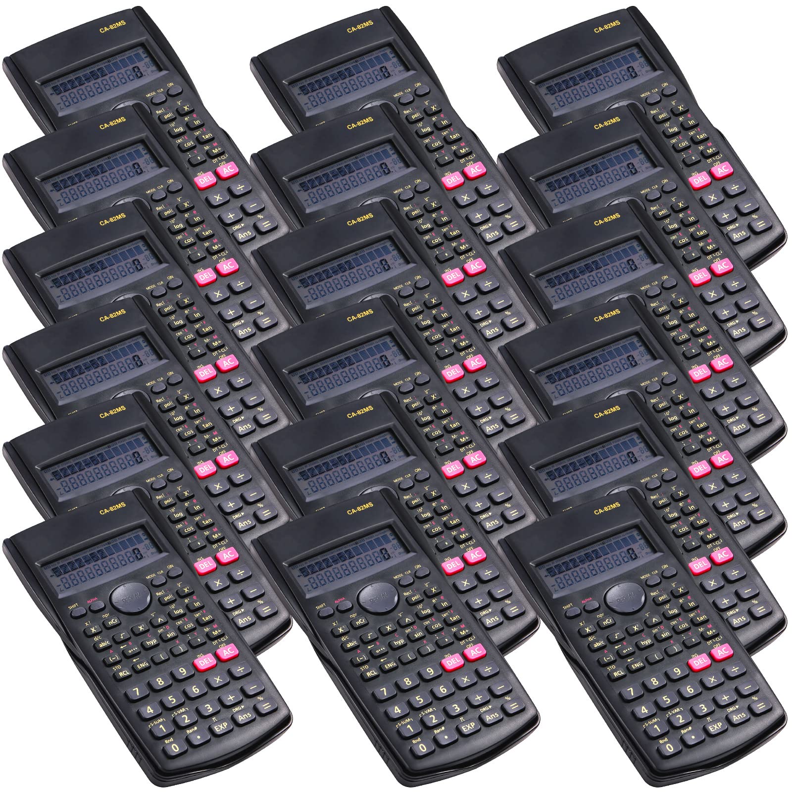 Saillong 12 Pieces 2-Line Engineering Scientific Calculator, Black Function Fractions Math Calculator For Middle, High School, C
