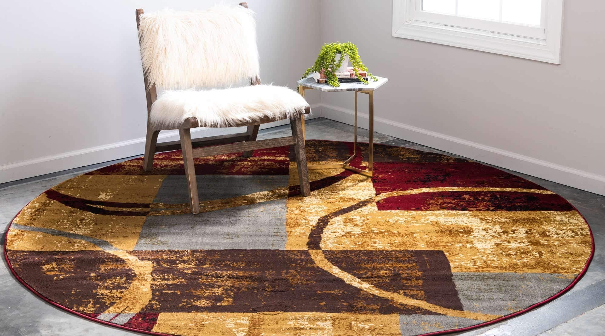 Unique Loom Barista Collection Area Rug - Kouillou (4' 1'' Round, Multi/ Brown)