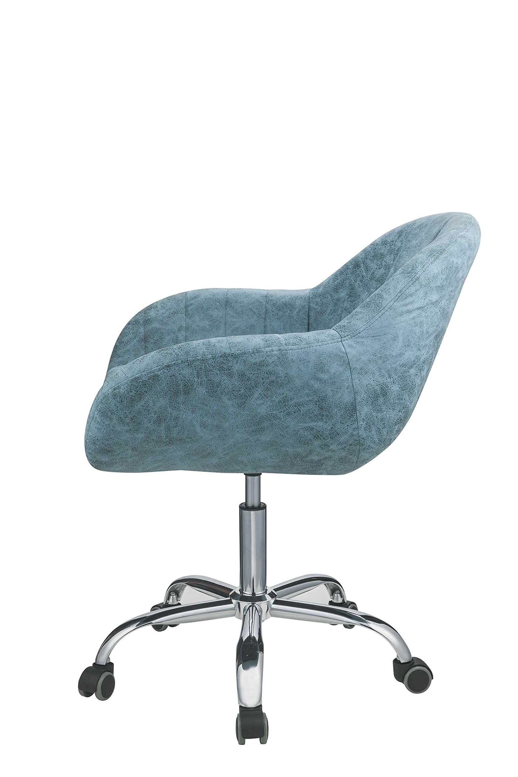 HomeRoots Metal Tube,Wood,PU,Foam 28' X 27' X 31' Peacock Metal Tube Office Chair