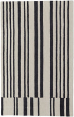 HomeRoots 514388 8 x 10 ft. Ivory & Black Wool Abstract Hand Tufted Handmade Rectangle Area Rug, Rectangular