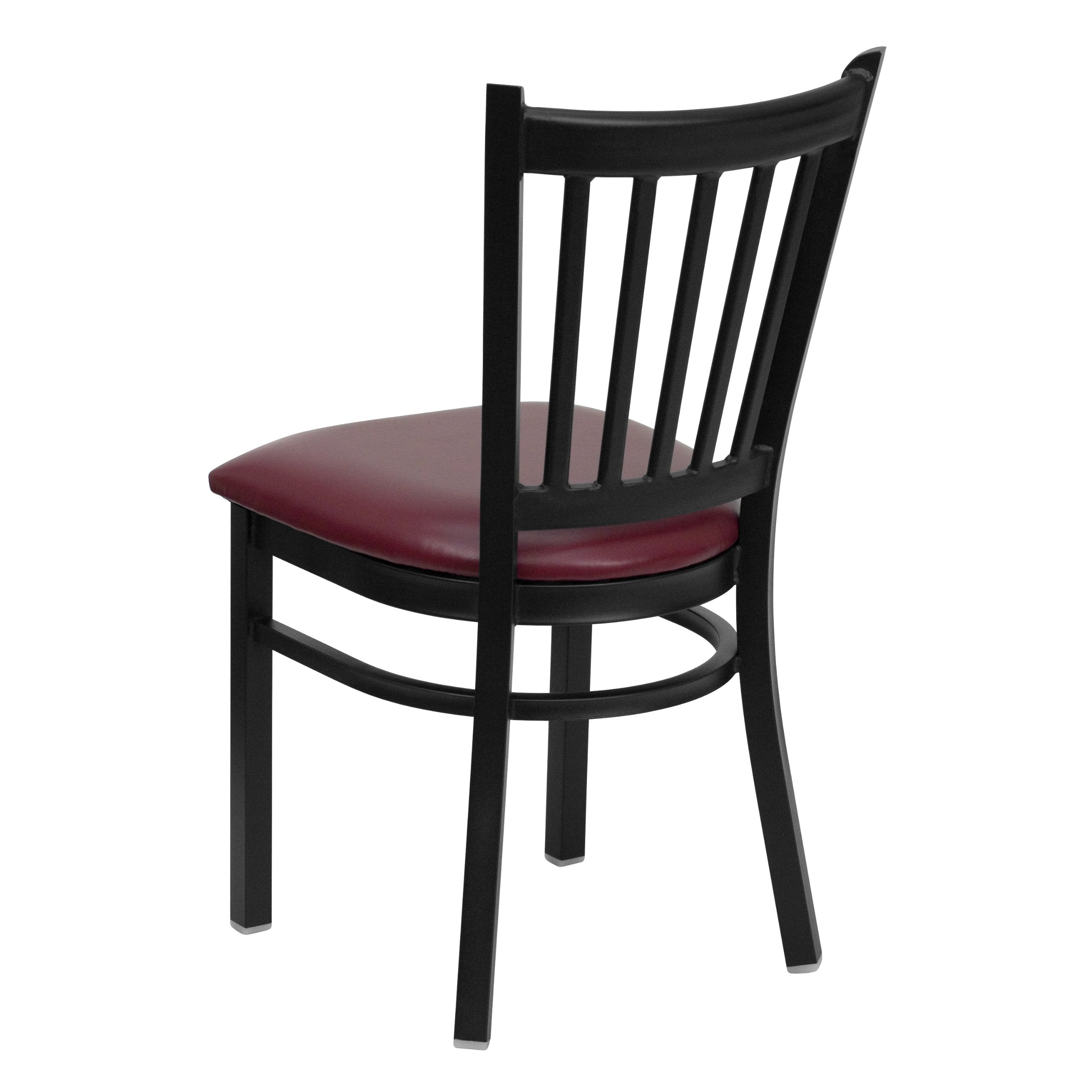 Flash Furniture HERCULES Series Black Vertical Back Metal Restaurant Chair - Burgundy Vinyl Seat