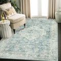 LIVEBOX Washable Area Rug 5x7 - Vintage Boho Living Room Rug Non-Slip Nursery Rug for Bedroom,Low-Pile Carpet Print Distressed E