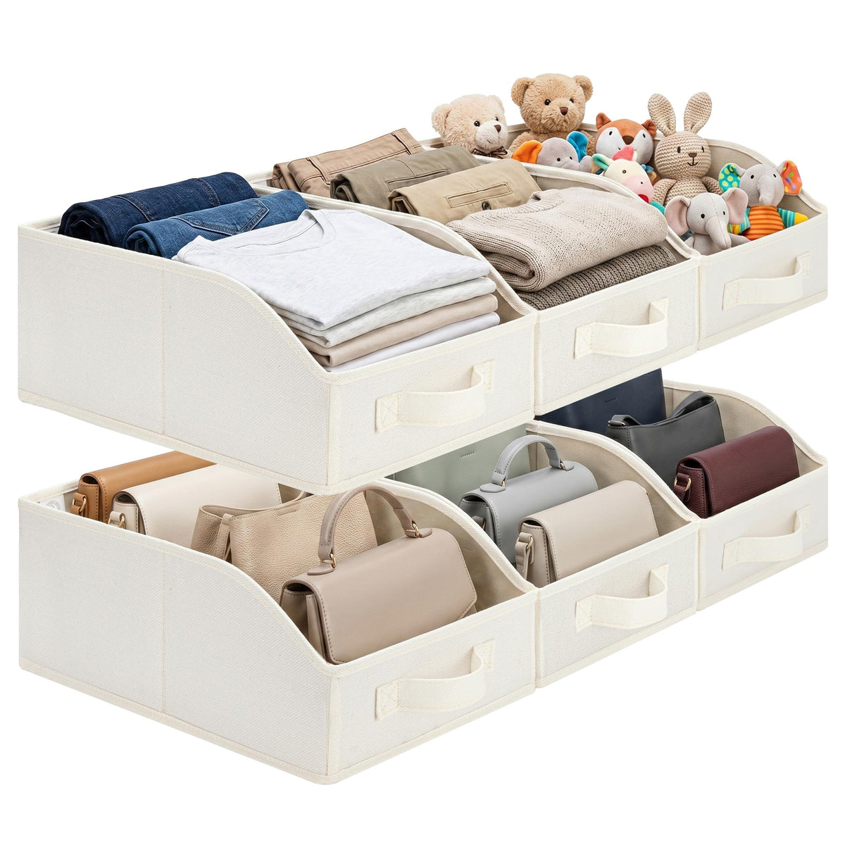 GRANNY SAYS Closet Organizers, 10Lx15Wx6H Pearl White, 6Pack