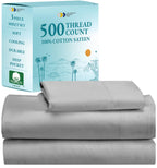 California Design Den - Finest Luxury Twin Bed Sheet, Soft 100% Cotton Cooling Sheets Deep Pockets, 500 Thread Count Hotel Quali