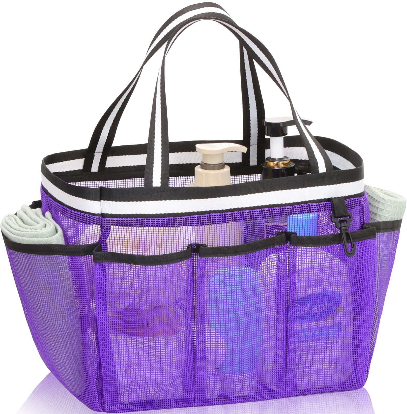 fiezkaa XL Mesh Shower Caddy Portable Shower Bag for College Dorm Camping Travel Gym(Purple)