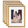 Kate and Laurel Adlynn Wall Picture Frame Set, 11'' x 14'' matted to 8'' x 10'', Gold, Set of 4