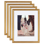 Kate and Laurel Adlynn Wall Picture Frame Set, 11'' x 14'' matted to 8'' x 10'', Gold, Set of 4