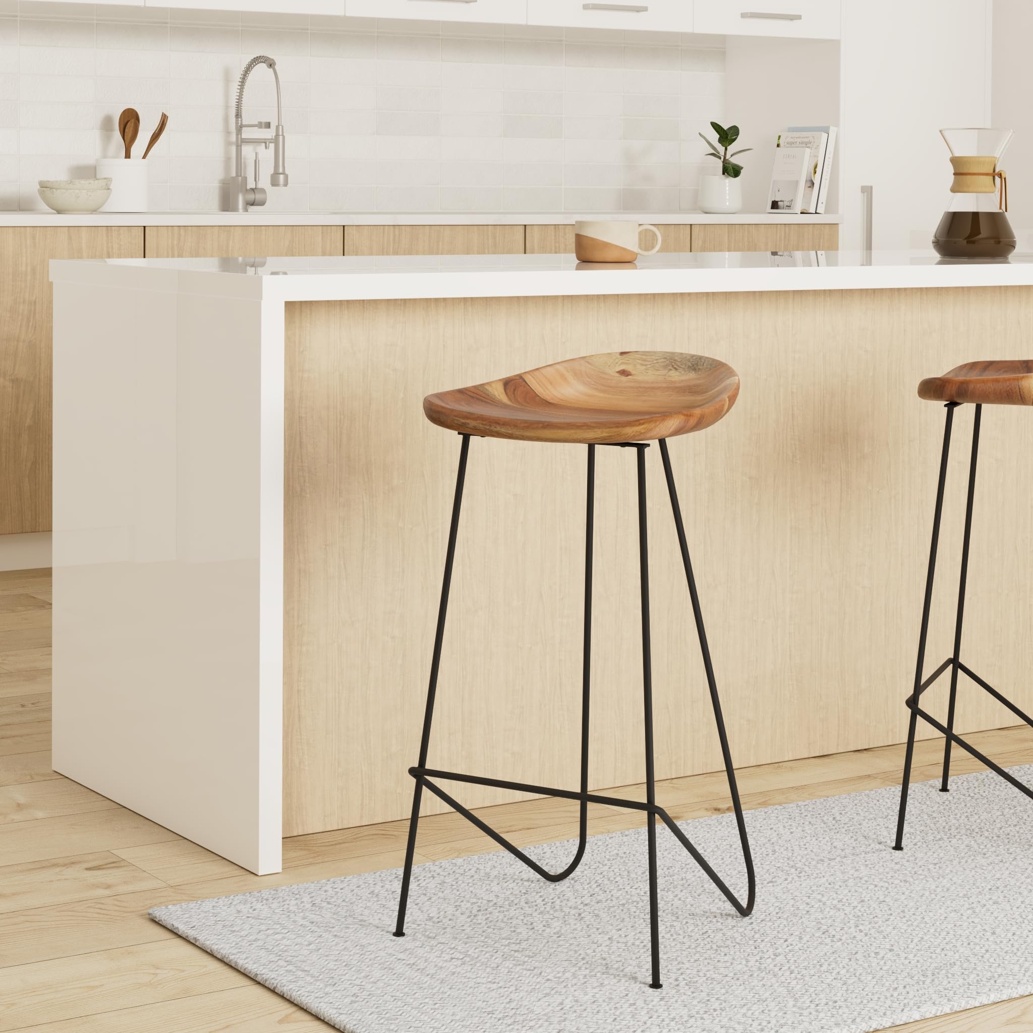 vidaXL Bar Stools 2 pcs Solid Acacia Wood