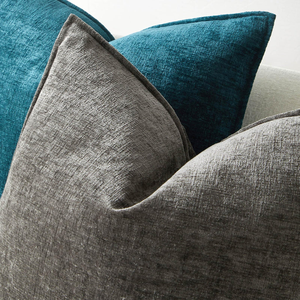 Juspurbet Set Of 2 Dark Grey Chenille Lumbar Throw Pillow Covers 16X24 Inch Soft Textured Decorative Cushion Cases For Couch Sof